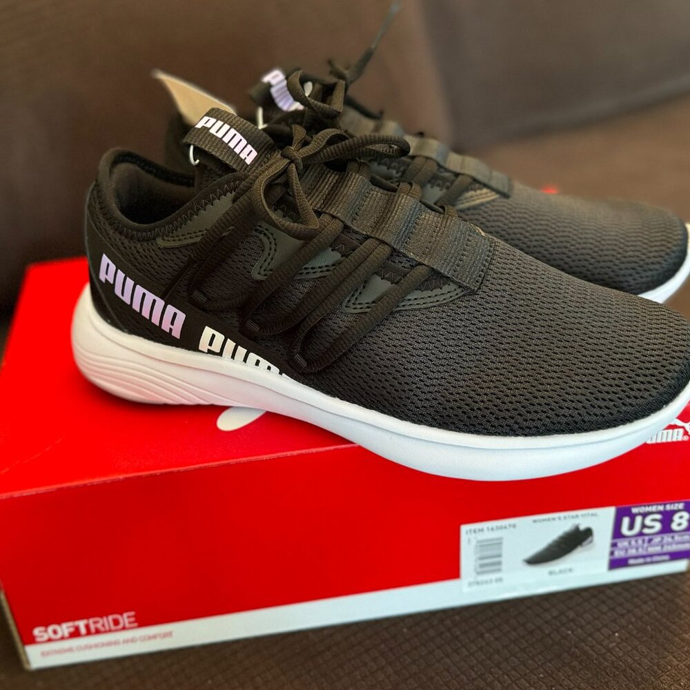 PUMA WOMEN'S STAR VITAL BLACK SOFTRIDE TENNIS SHOES - NEW IN BOX - Picture 3 of 4